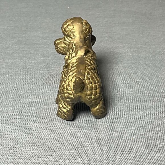 Vintage Brass Poodle Figurine Puppy Dog Decorative Figurine Paperweight 3” Tall - Picture 2 of 8